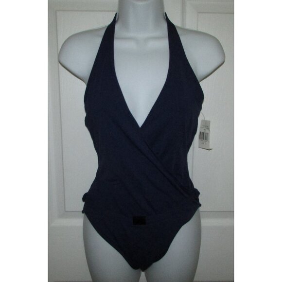 Calvin Klein Low Cut V-Front Blue Swimsuit - Sz 12 - NEW - Picture 1 of 12